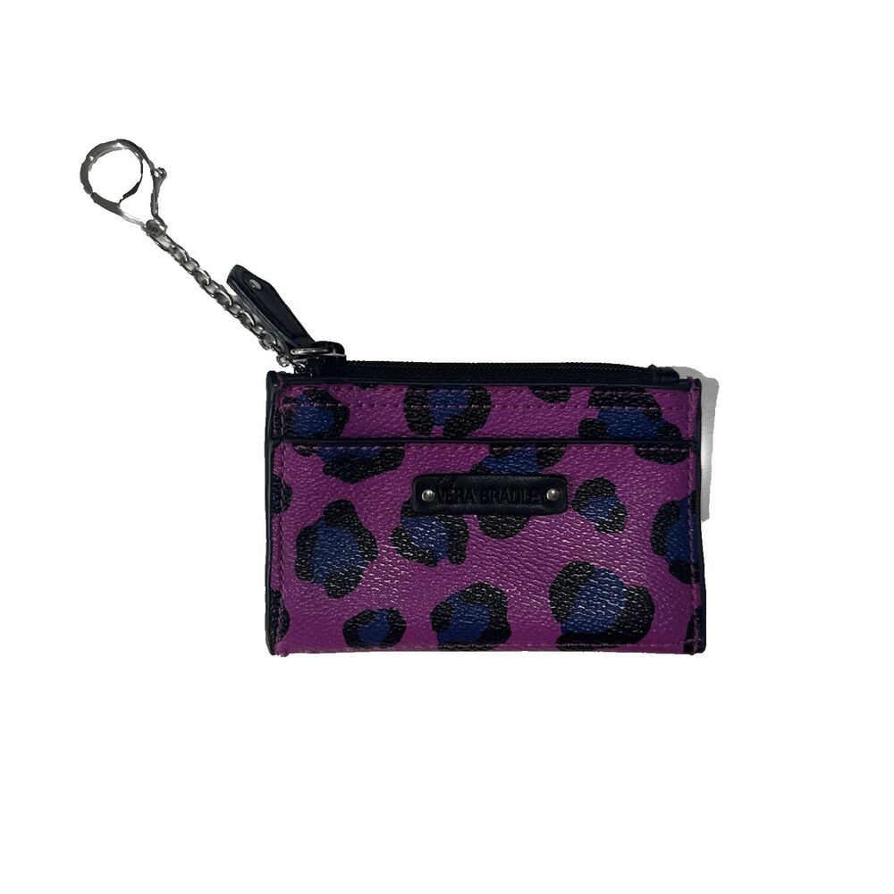 Vera Bradley Purple Leopard Print Faux Leather Slim Coin Purse Card Holder